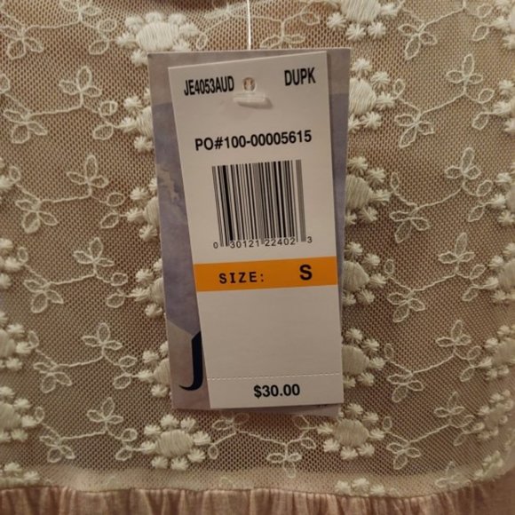 Jolt Dusk Pink Ivory Embroidered Bib Lace Cap Sleeve Blouse Size S NWT - Picture 5 of 5
